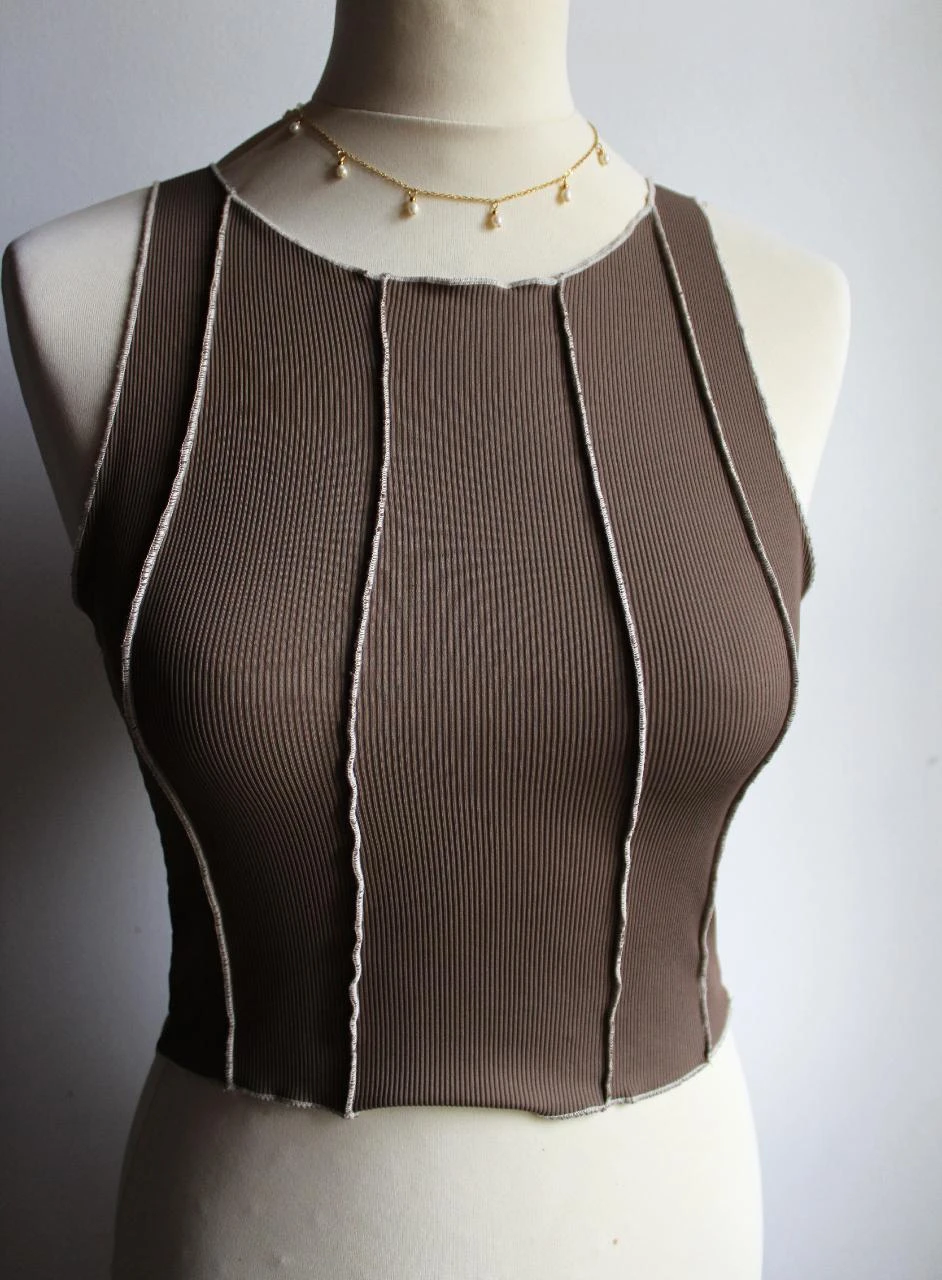 Top corto/crop top marrón Pimkie sin mangas – photo 4